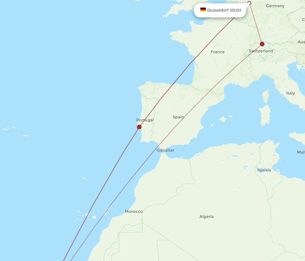 DUS-SID flight routes