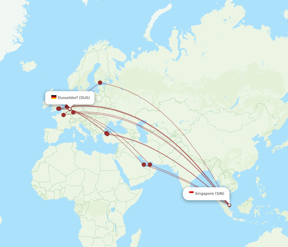 DUS-SIN flight routes