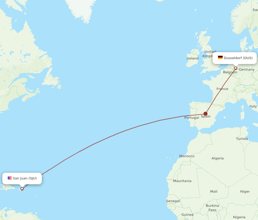DUS-SJU flight routes