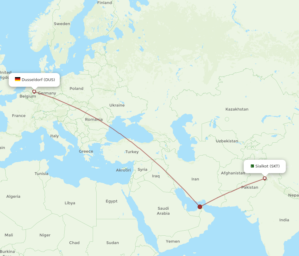 DUS-SKT flight routes
