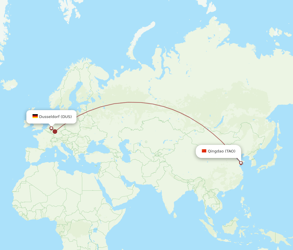 DUS to TAO flights and routes map