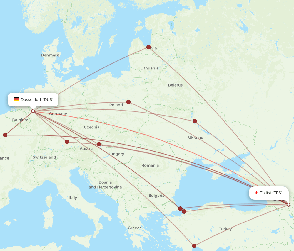 DUS-TBS flight routes