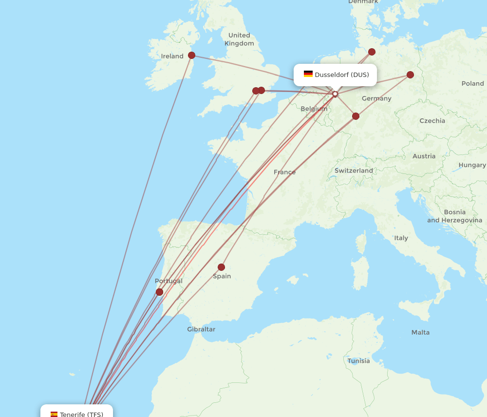 DUS-TFS flight routes