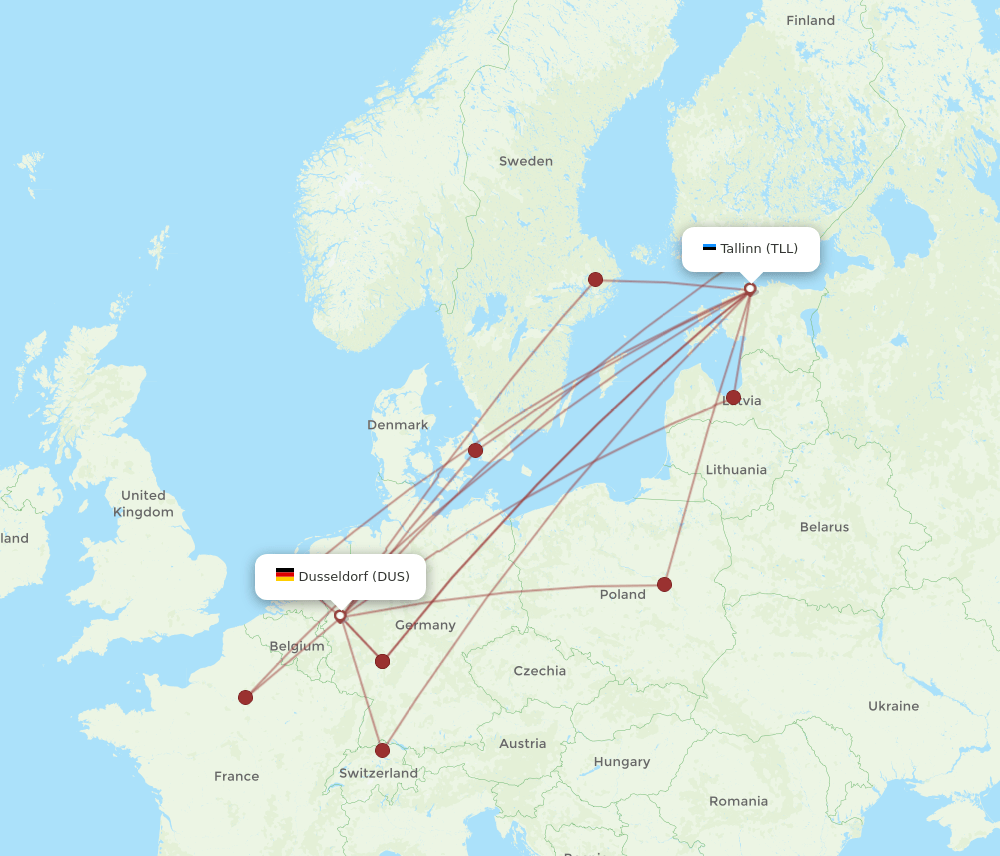 DUS-TLL flight routes