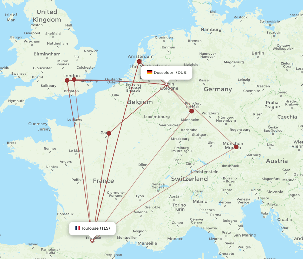 DUS-TLS flight routes