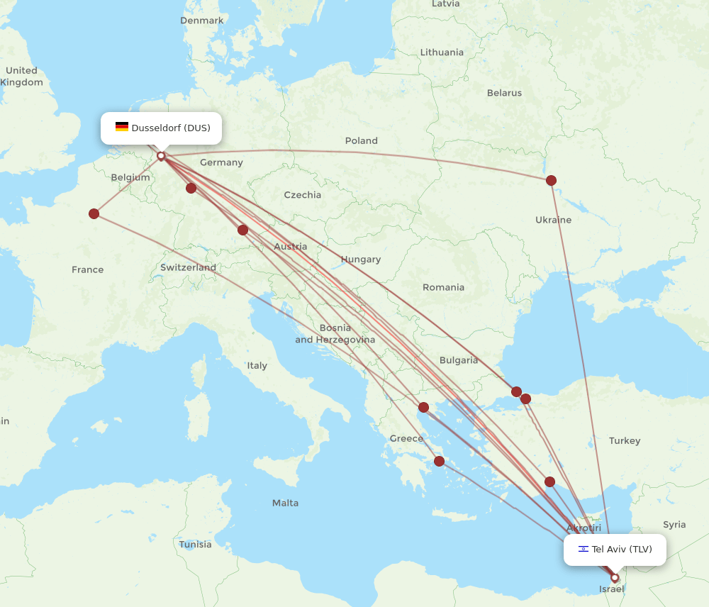 DUS-TLV flight routes