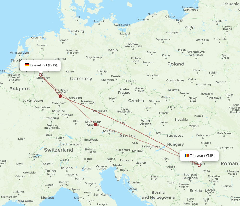 DUS-TSR flight routes