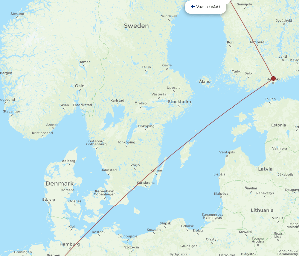 DUS-VAA flight routes