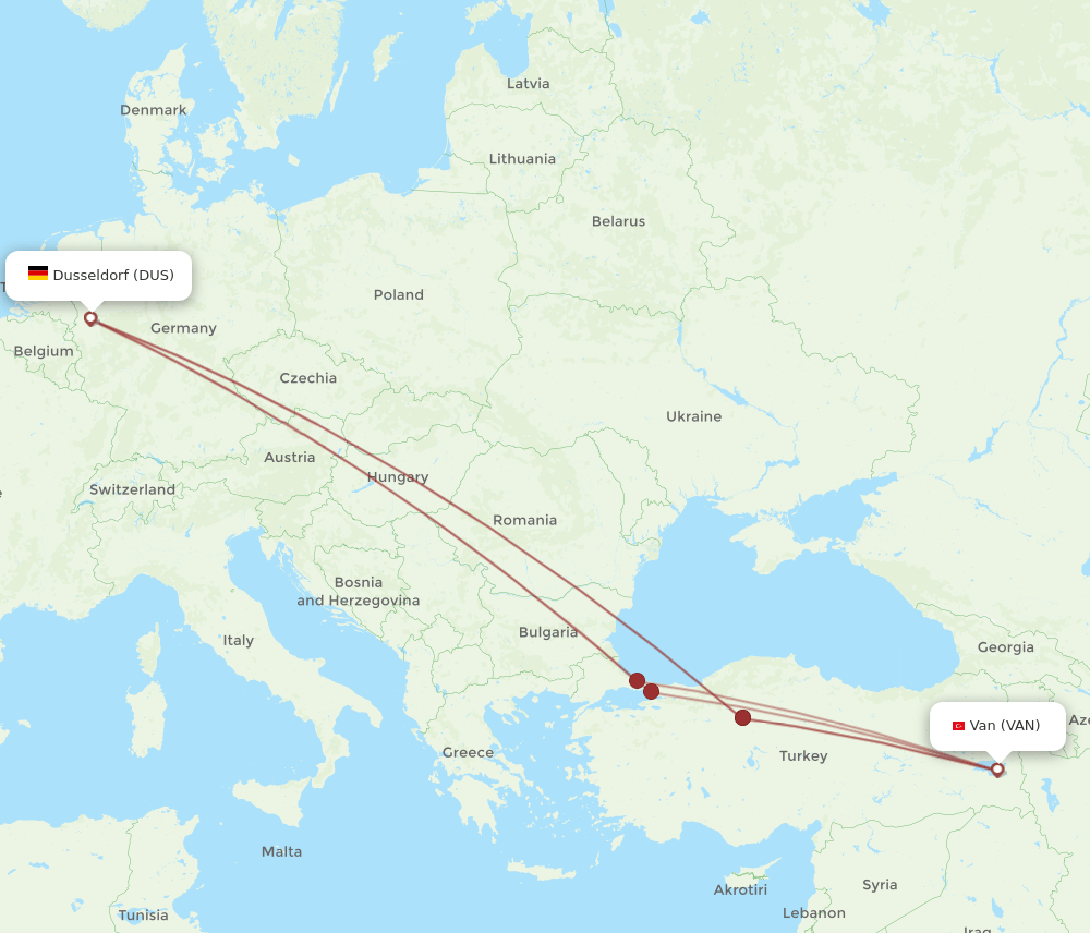 DUS-VAN flight routes
