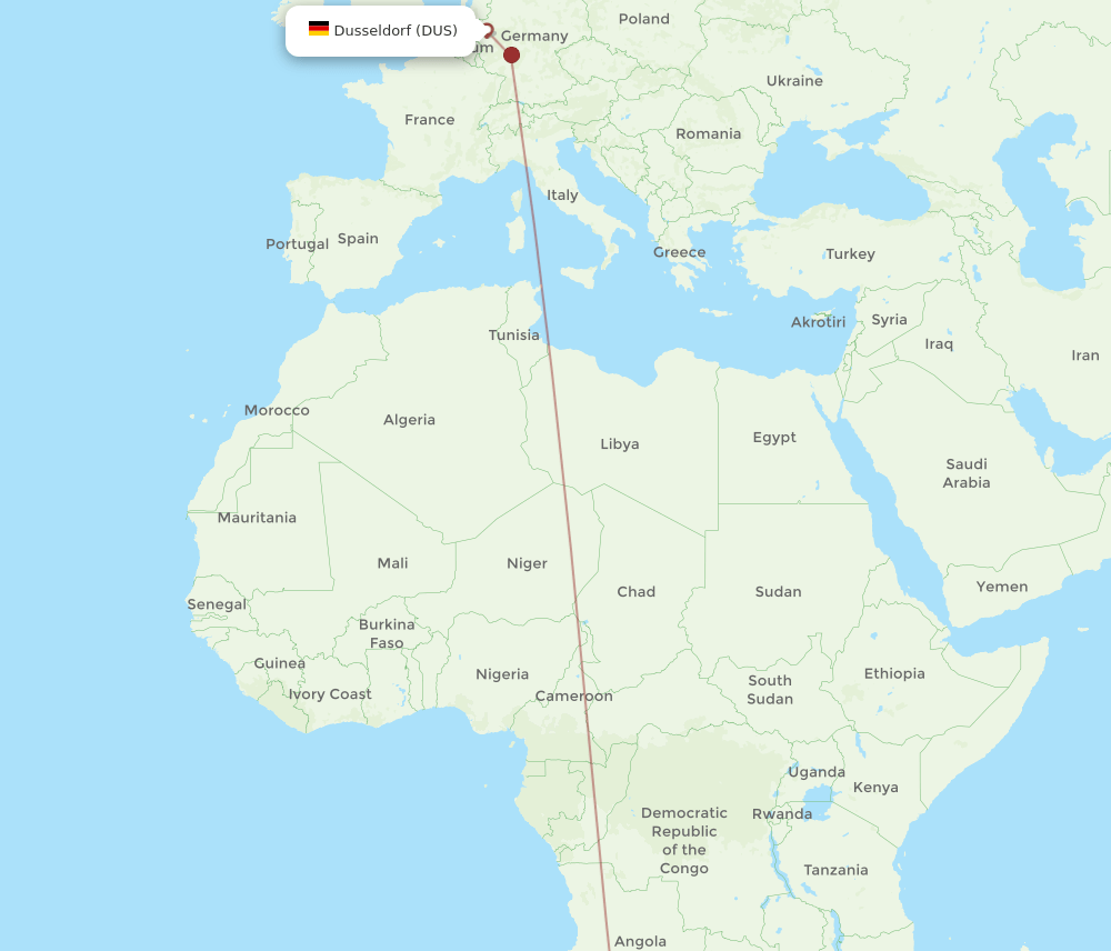 DUS-WDH flight routes
