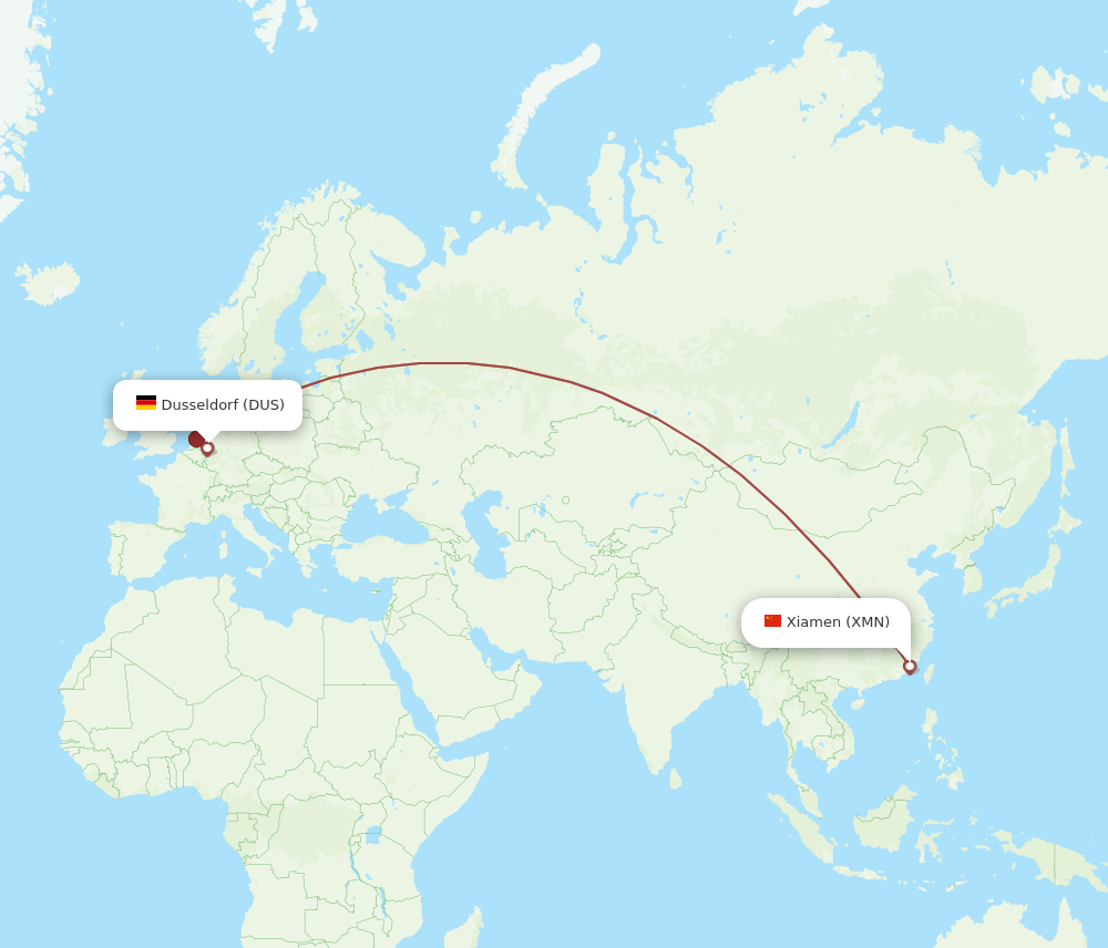 DUS-XMN flight routes