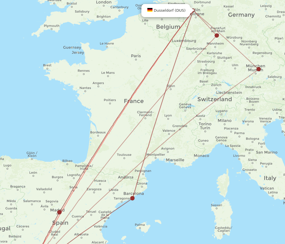 DUS-XRY flight routes