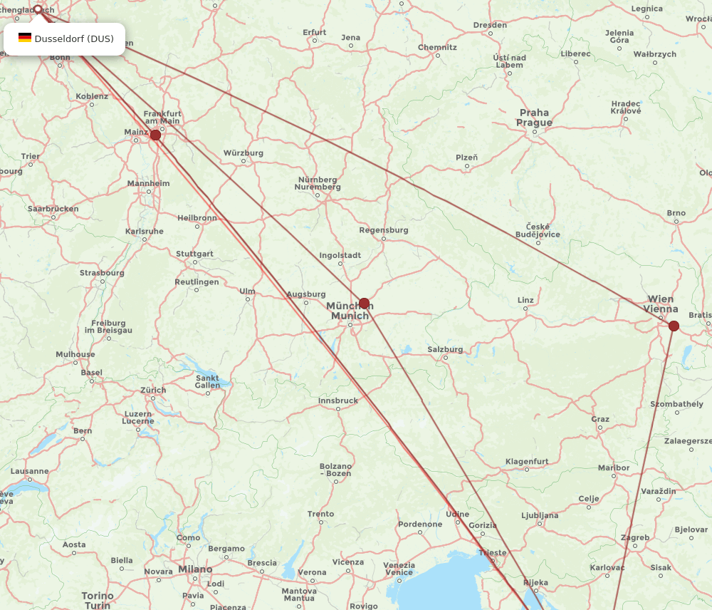 DUS-ZAD flight routes