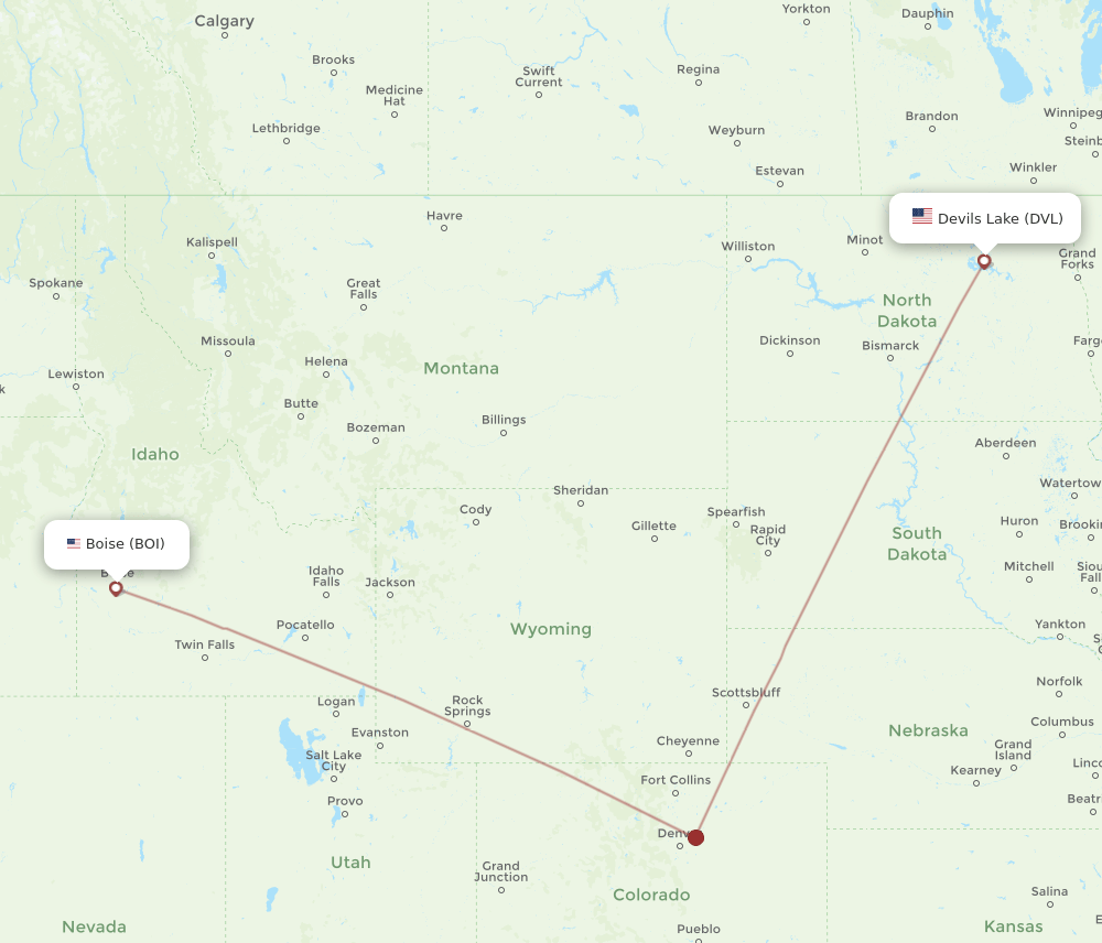 DVL-BOI flight routes