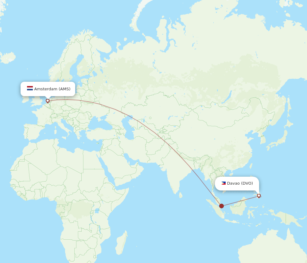 DVO-AMS flight routes