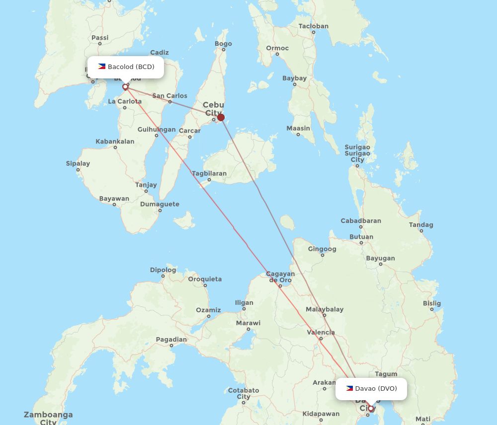 DVO-BCD flight routes
