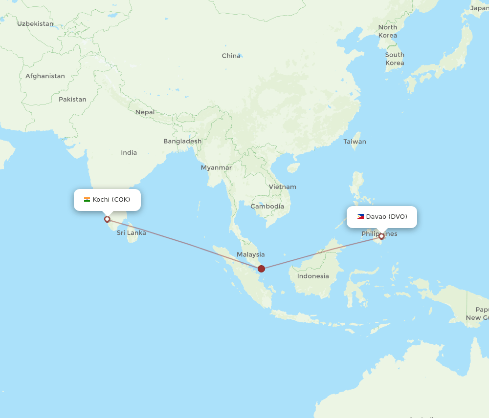 DVO-COK flight routes