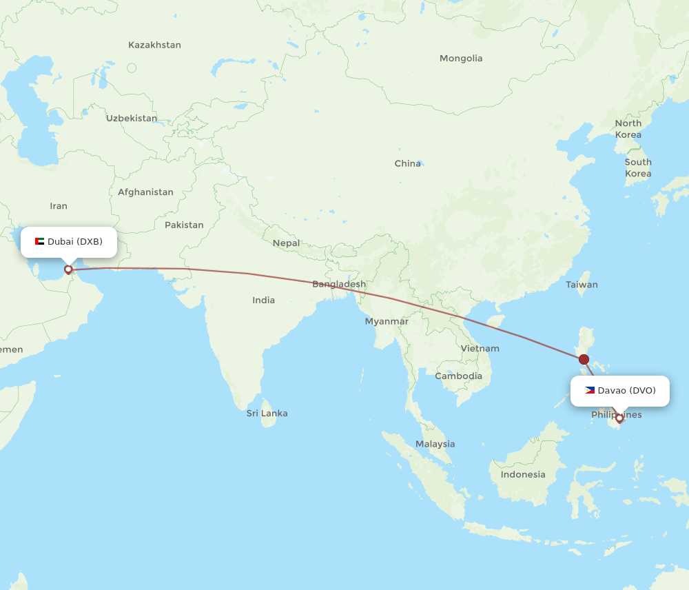 DVO-DXB flight routes