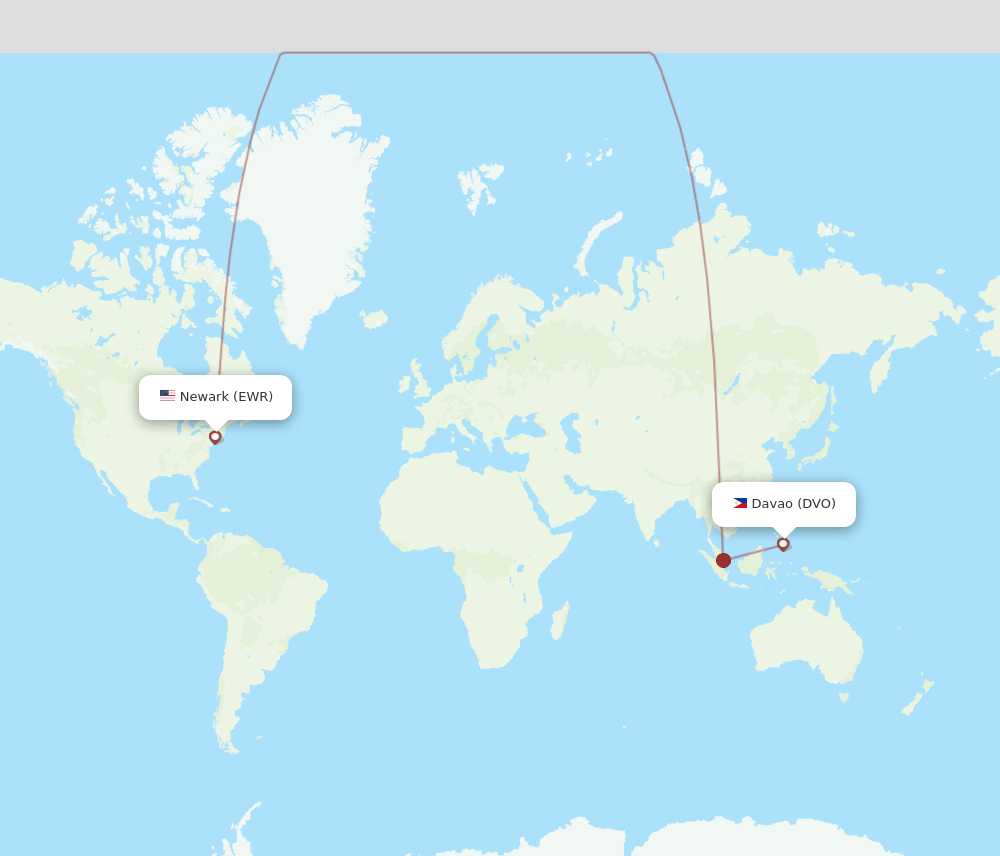 DVO-EWR flight routes