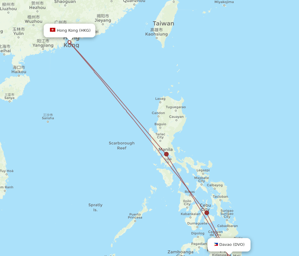 DVO-HKG flight routes