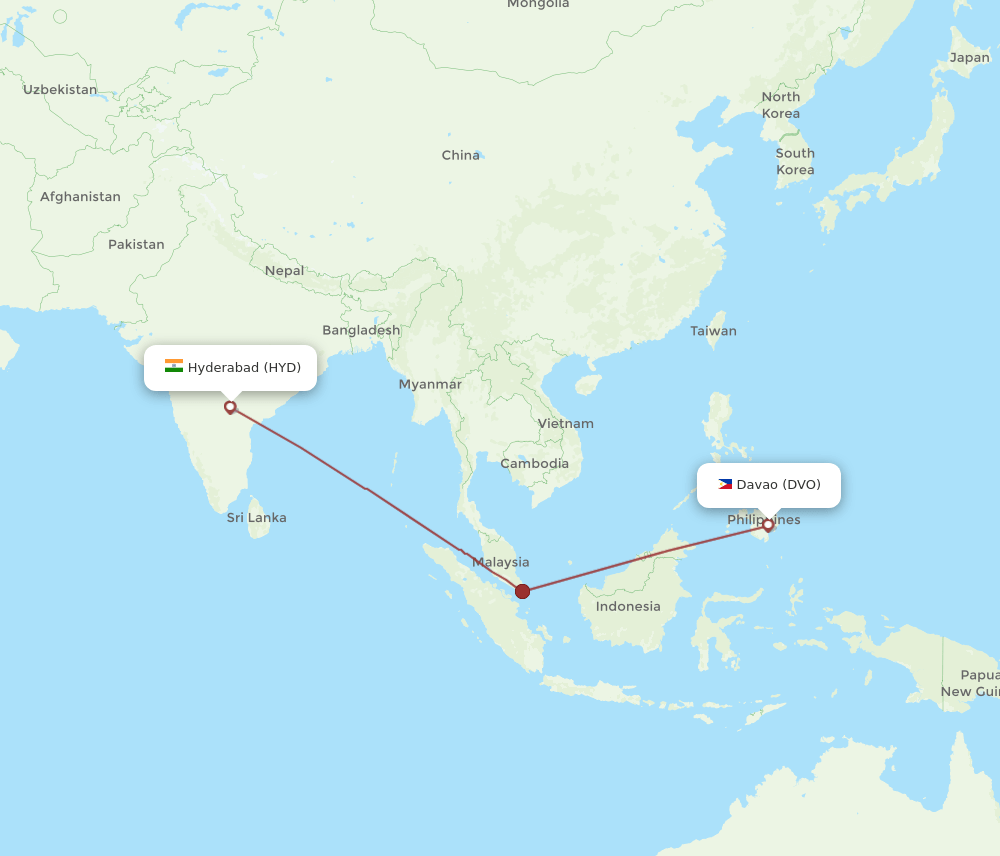 DVO-HYD flight routes