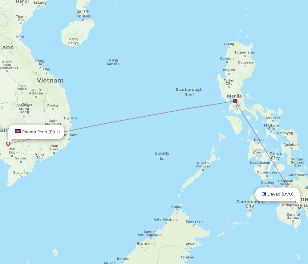 DVO-PNH flight routes