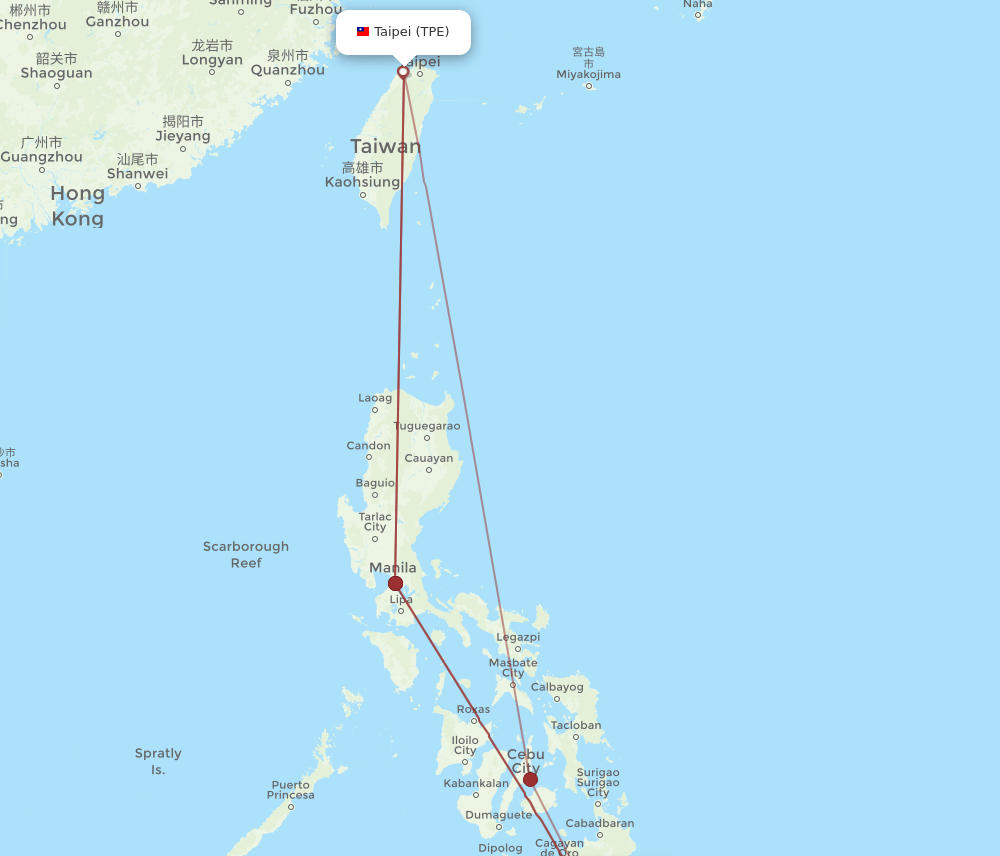DVO-TPE flight routes