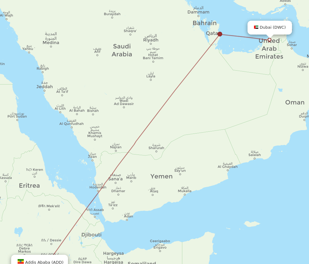 DWC-ADD flight routes