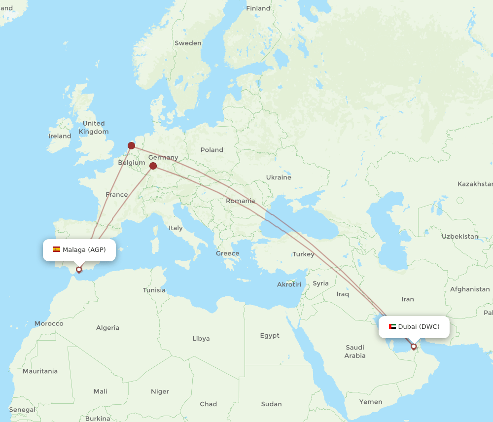DWC-AGP flight routes