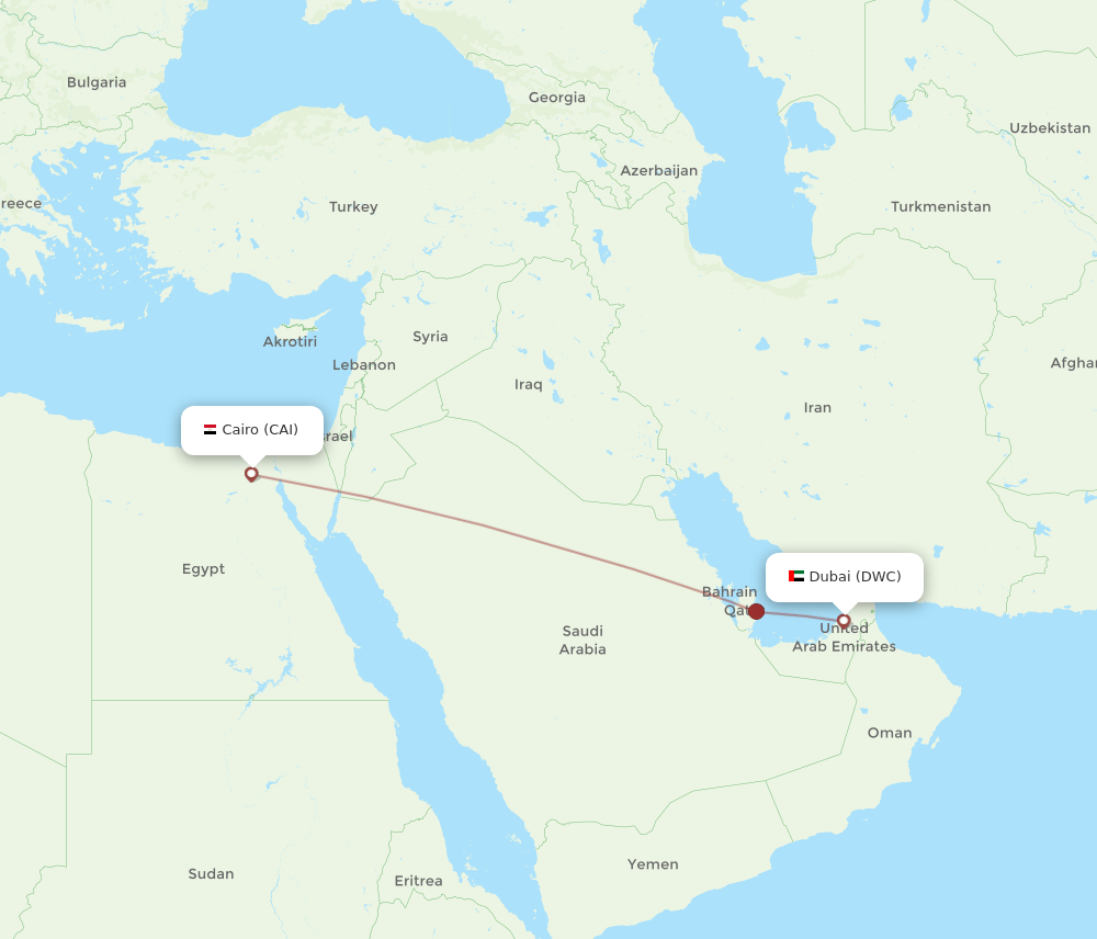 Dubai - Cairo route map and flight paths