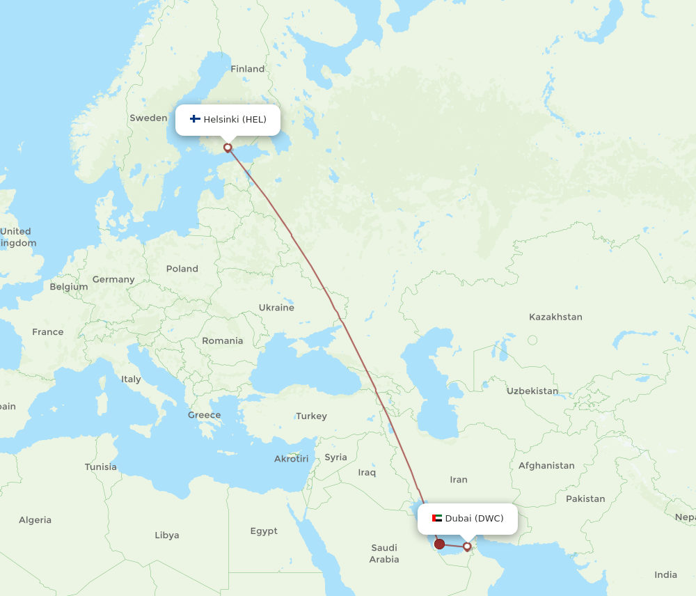 DWC-HEL flight routes