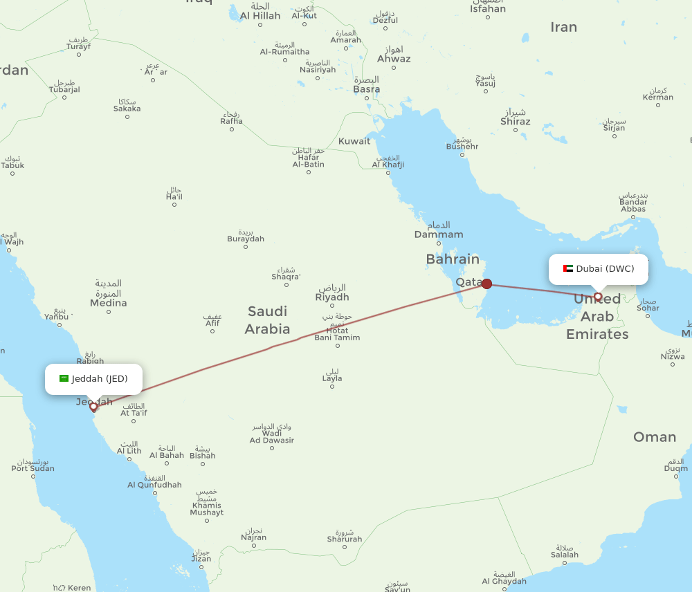 DWC-JED flight routes