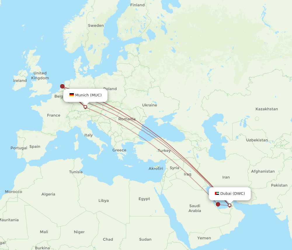 DWC-MUC flight routes