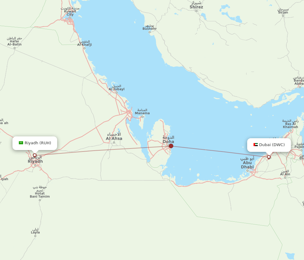 DWC-RUH flight routes