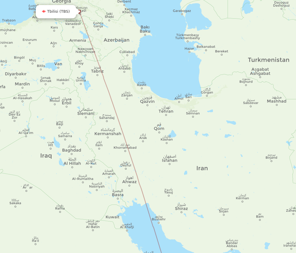 TBS to DWC flights and routes map