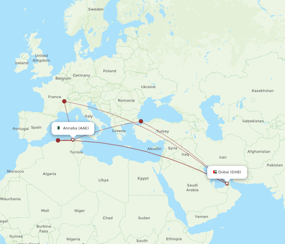 DXB-AAE flight routes