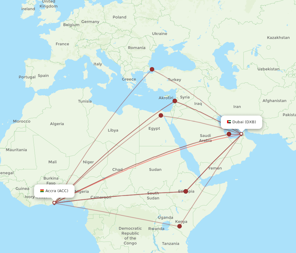 DXB-ACC flight routes