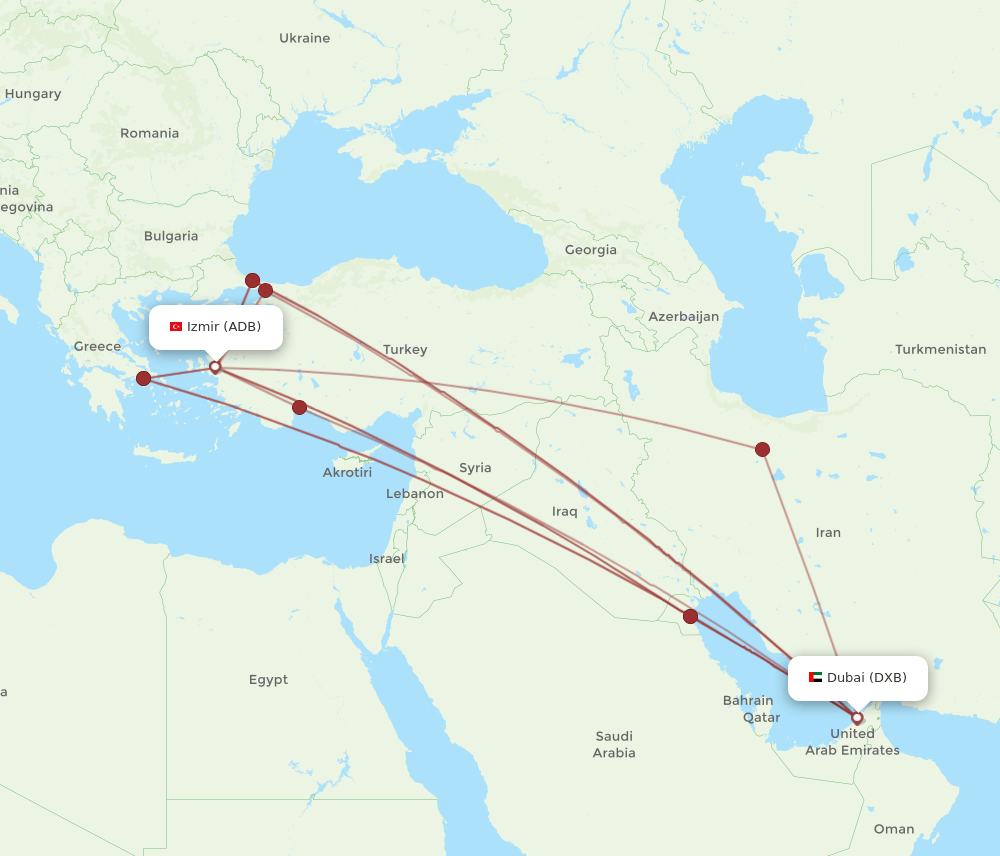 DXB-ADB flight routes