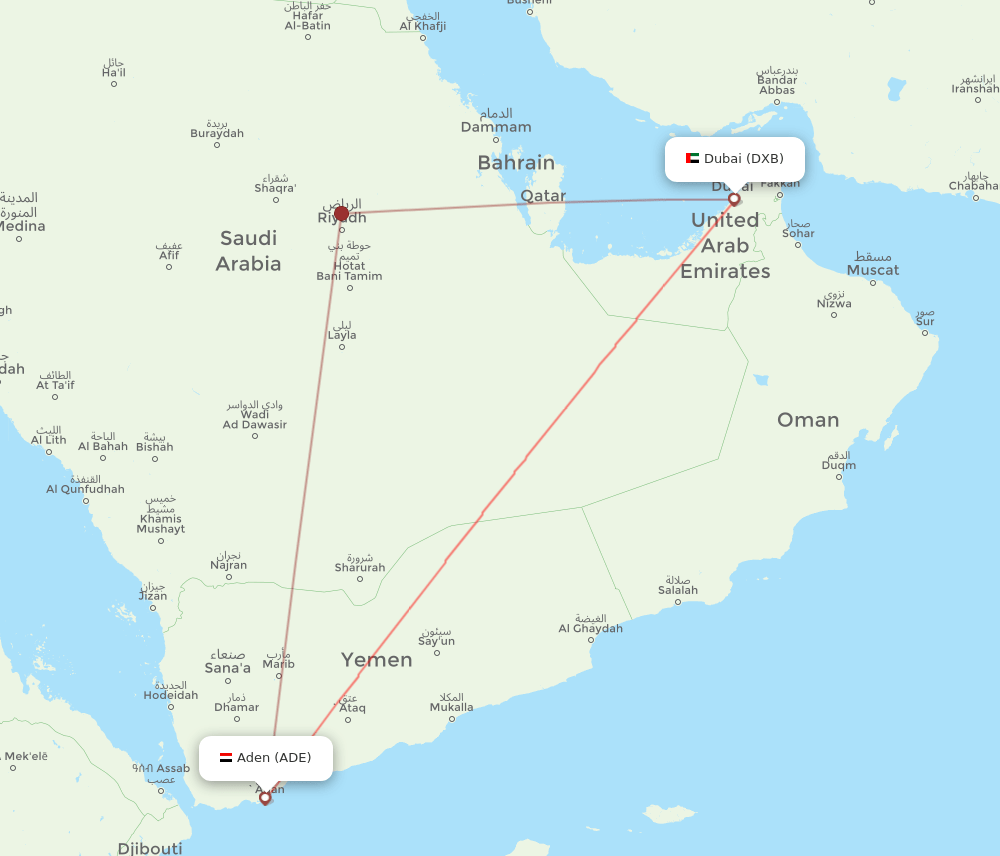 DXB to ADE flights and routes map