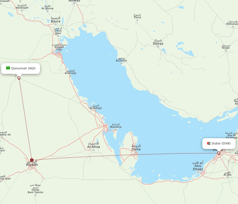 DXB-AQI flight routes