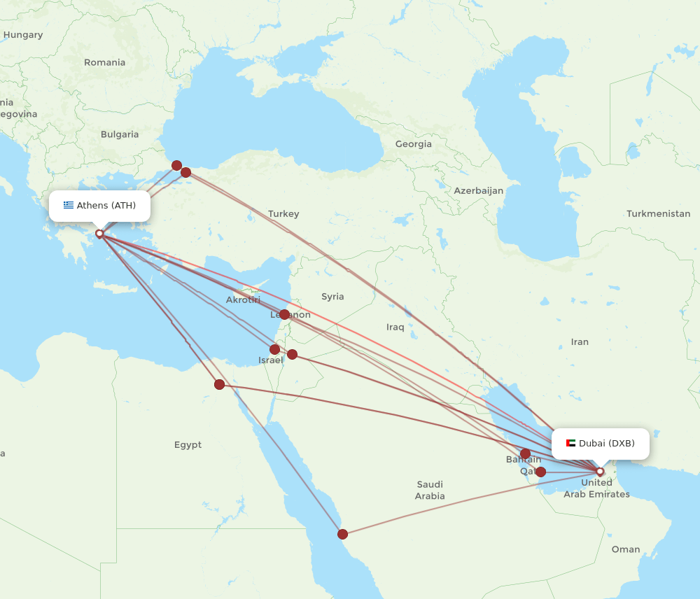 DXB-ATH flight routes