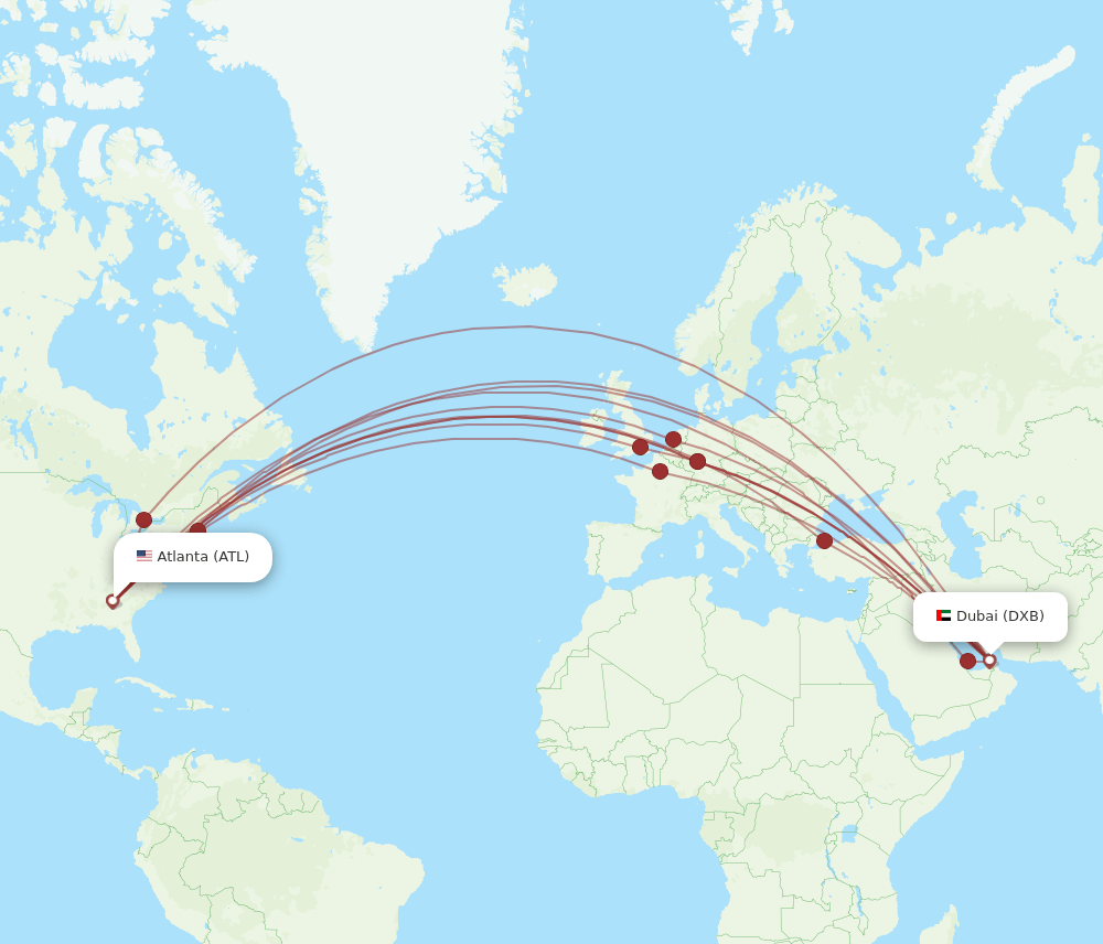 DXB-ATL flight routes