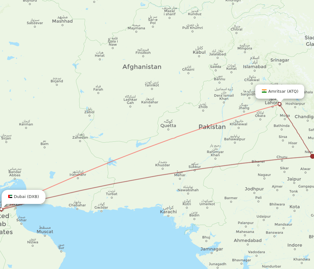 DXB-ATQ flight routes