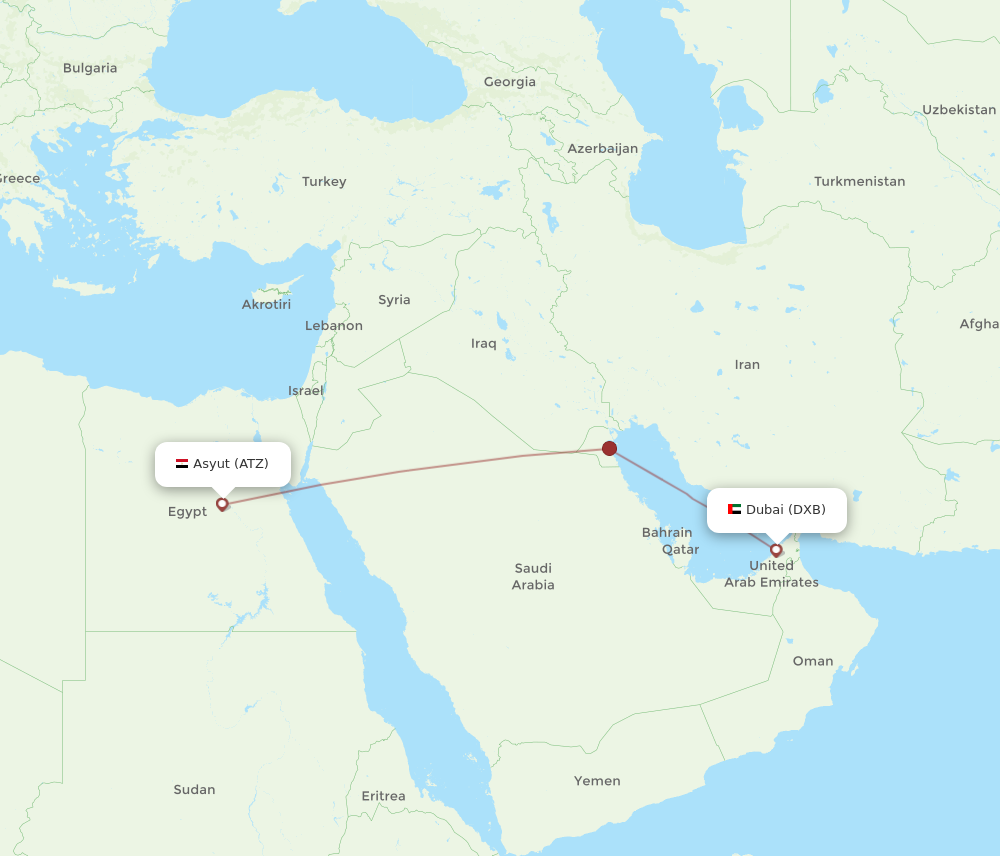 DXB to ATZ flights and routes map