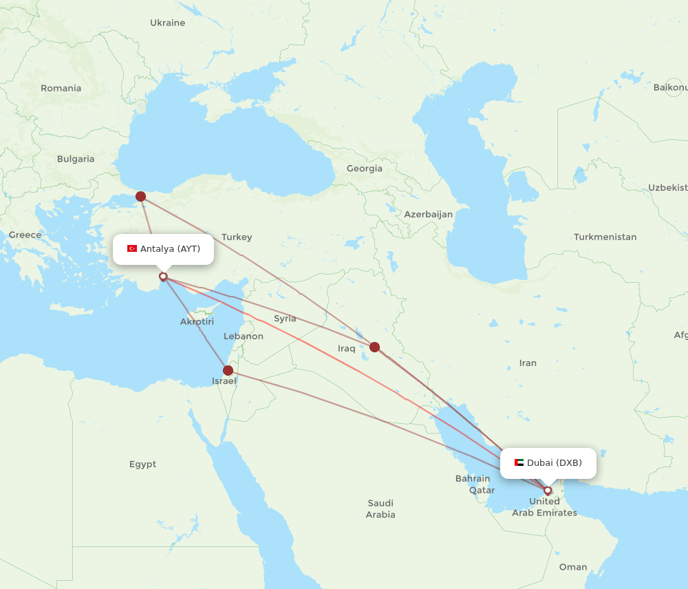 DXB-AYT flight routes