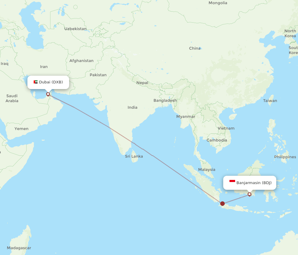 DXB-BDJ flight routes