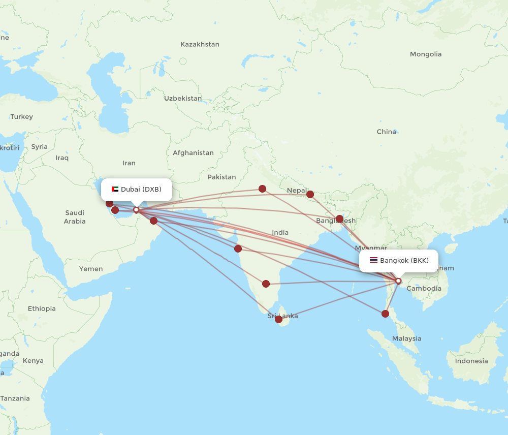 DXB-BKK flight routes