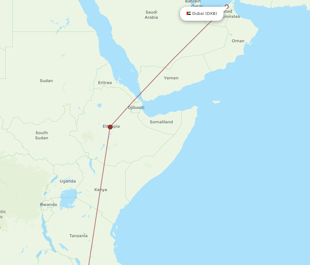 DXB to BLZ flights and routes map