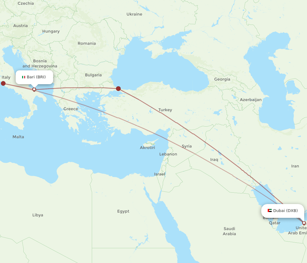 DXB-BRI flight routes