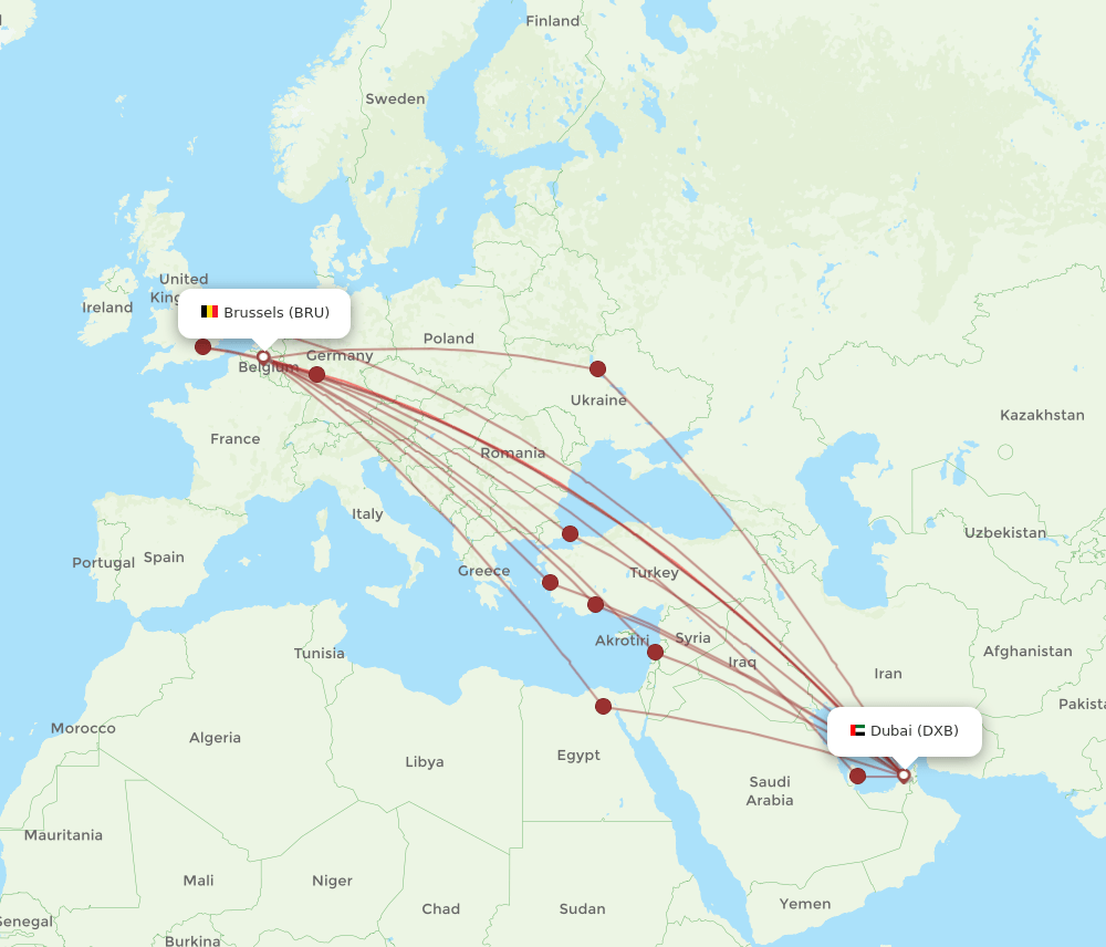 DXB-BRU flight routes
